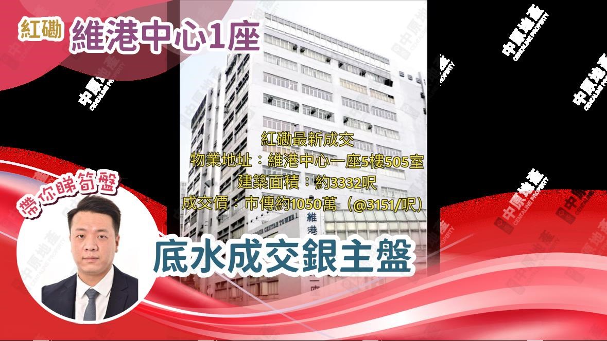 红磡 维港中心1座 底水成交银主盘|中原工商铺
